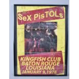 A Framed Paper Poster for The Sex Pistols At Kingfish Club, Baton Rouge, Louisiana, Jan 1978,