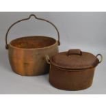 A Vintage Metal Soup Pot and a Twin Handled Cooking Pan, 28cms Wide