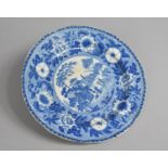 A 19th Century Transfer Printed Blue and White Plate, Chinoiserie Scene with Figures and Mounted