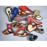 A Collection of Cased Carved Meerschaum and Other Pipes, Most with Condition Issues