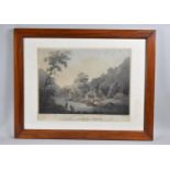 A Framed Coloured Engraving after Walmsley, engraved by S Jukes between Crogen and Llandrillo,