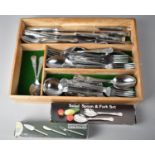 A Mid 20th Century Cutlery Box Containing Kings Pattern Stainless Steel Cutlery