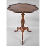 A Modern Scalloped Edged Tripod Wine Table, 40cms Diameter