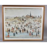 A Framed Lowry Print, At The Seaside, 60x50cms