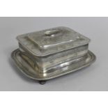 An Edwardian Silver Plated Sardine Dish Holder with Four Scrolled Feet, 19cms Wide