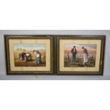 A Pair of Edwardian Framed Prints after Millais, The Gleaners and Angelus, 48x35cms