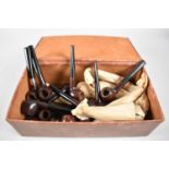 A Mid 20th Century Leather Cigar Box Containing Collection of New and Unused Pipes