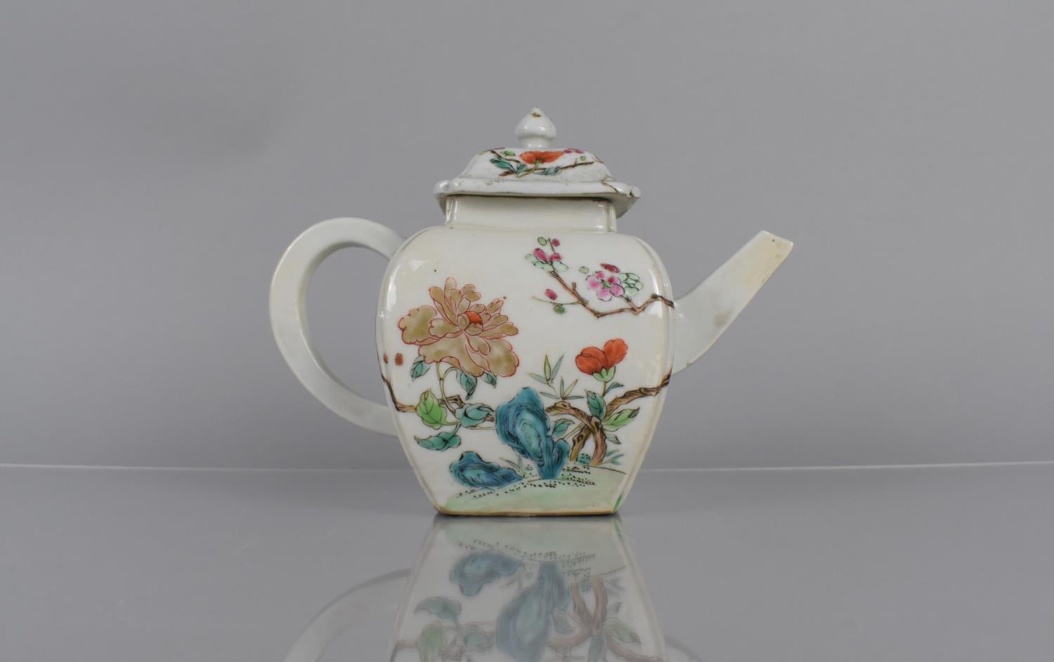 An 18th Century Chinese Porcelain Teapot decorated in the Famille Rose Palette with Blossoming