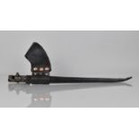 An American Civil War 1855 Socket Bayonet with Triangular Blade and Leather Scabbard