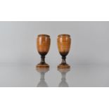 A Pair of 19 Century Treen Turned Laburnum Goblets, Probably Scottish, 16cms High