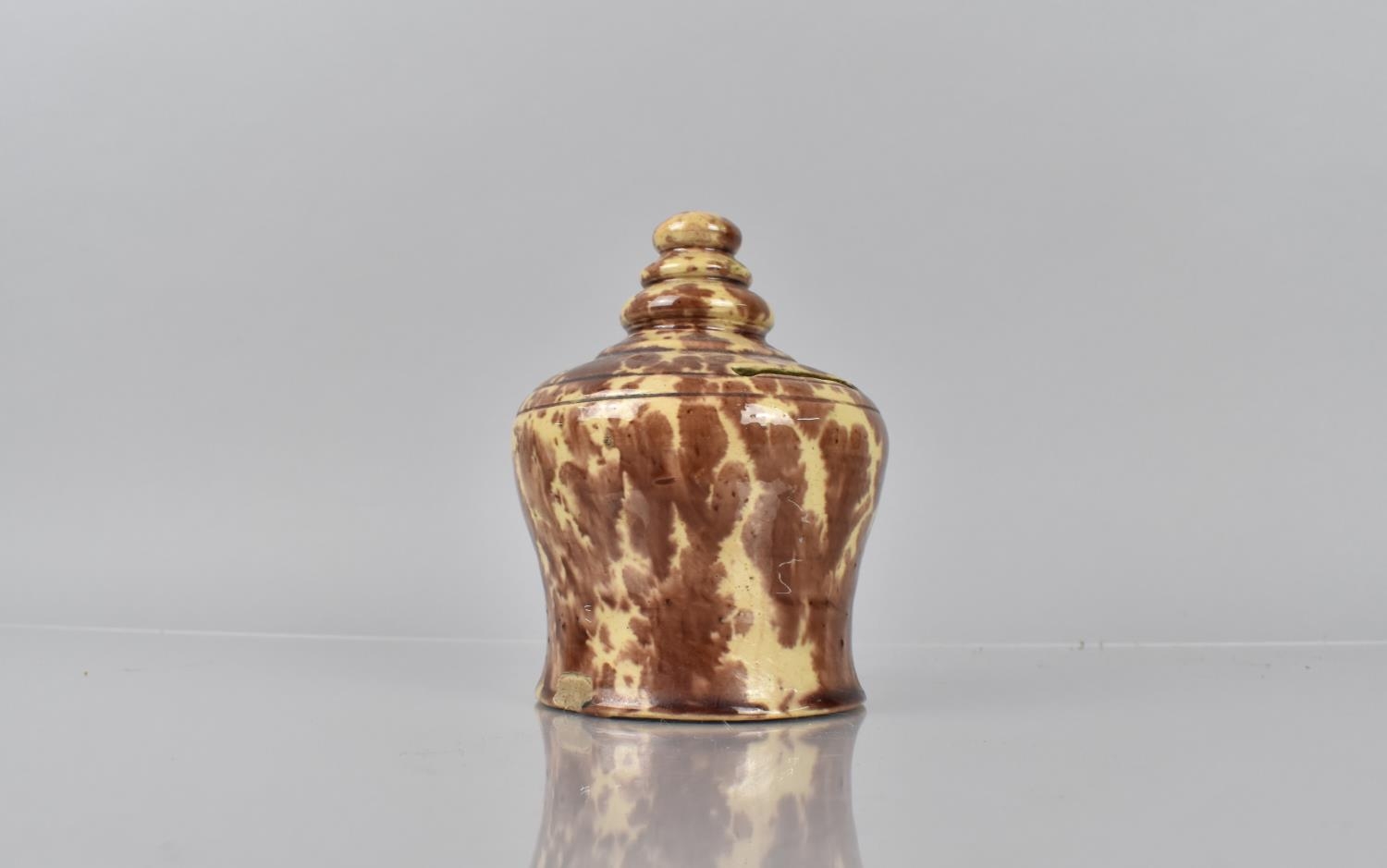 A 19th Century Whieldon Ware Type Money Box in the Form of Pot and Cover with Graduated Turned