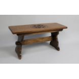 A Mid 20th Century Oak Stool with Carved Rosette to Top, 76cms by 27cms