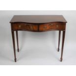 A Late 20th Century Mahogany Serpentine Front Side Table with Two Drawers on Tapering Square Legs