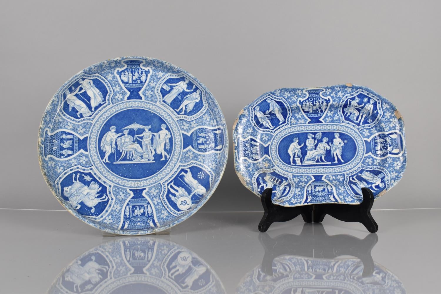 Two Pieces of 19th Century Blue and White Spode, Iphigenia Being Told of Death of Agamemnon - Image 4 of 5