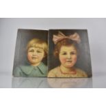 A Pair of Early 20th Century Portrait Paintings on Canvas of Two Children, Probably Brother and