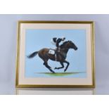 Frank L Geere (1931-1991) Signed Oil, Racehorse with Lester Piggott Up, 48x38cms