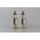 A Pair of 19th Century 1889 Pattern Prussian Sword Hilts, Now Converted to Candlesticks, 27cms High