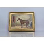 A 20th Century Oil on Board, English School, Interior Stable Scene with Horse Signed A.G.