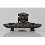 A Late 19th Century/Early 20th Century Bronze Inkstand with Unusual Devil Mask Inkwell having