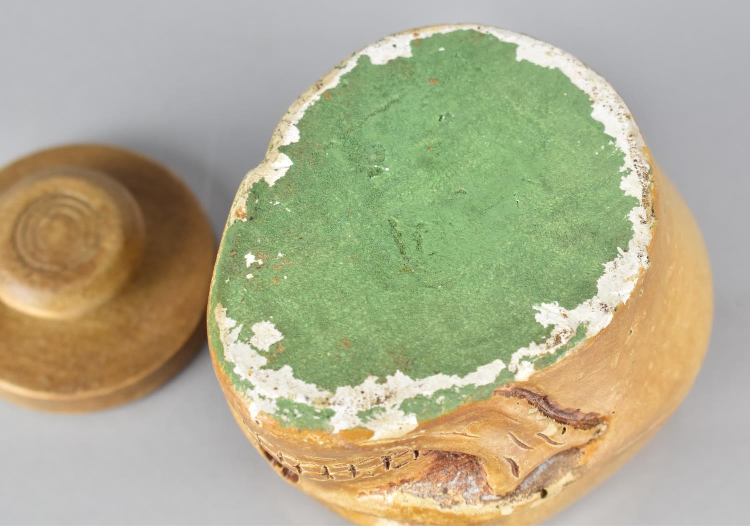 A Late 19th/Early 20th Century Painted Plaster and Wood Tobacco Jar Modelled as a Human Skull, - Image 6 of 6