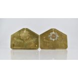 Two Brass Duty or Bed Plates for The Scots Guards, One inscribed for 2215770 Henderson D. 11.5cms