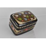 A Kashmiri Lacquer Card Box with Domed Lid, Decorated in Polychrome Enamels on Black Ground, The