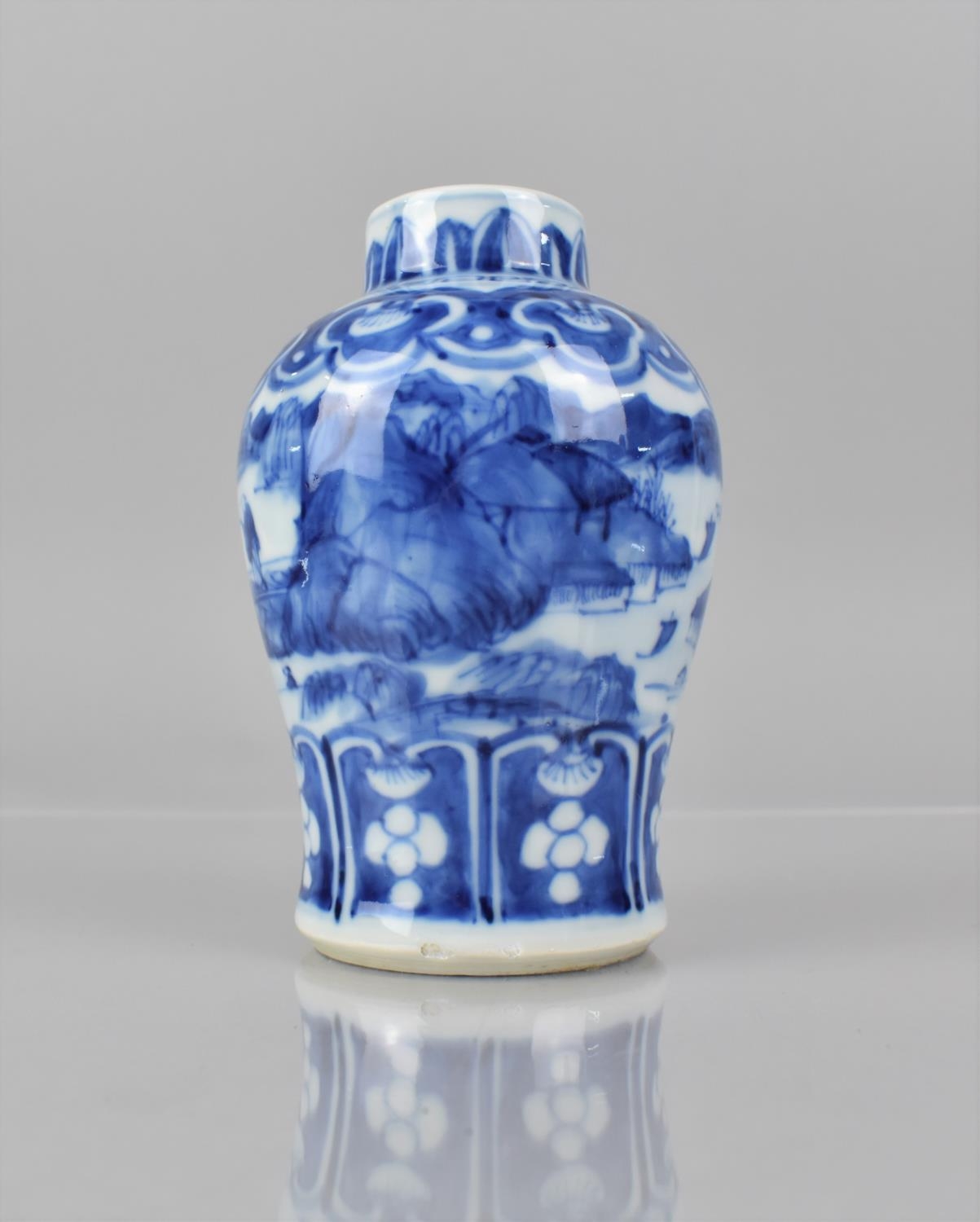 A 19th Century Chinese Blue and White Vase of Baluster From, Decorated with River Village Scene, - Image 3 of 5