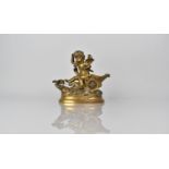 After L Coustou, A 19th Century Gilded Bronze Study of Cupid Sat on Chariot being Pulled by