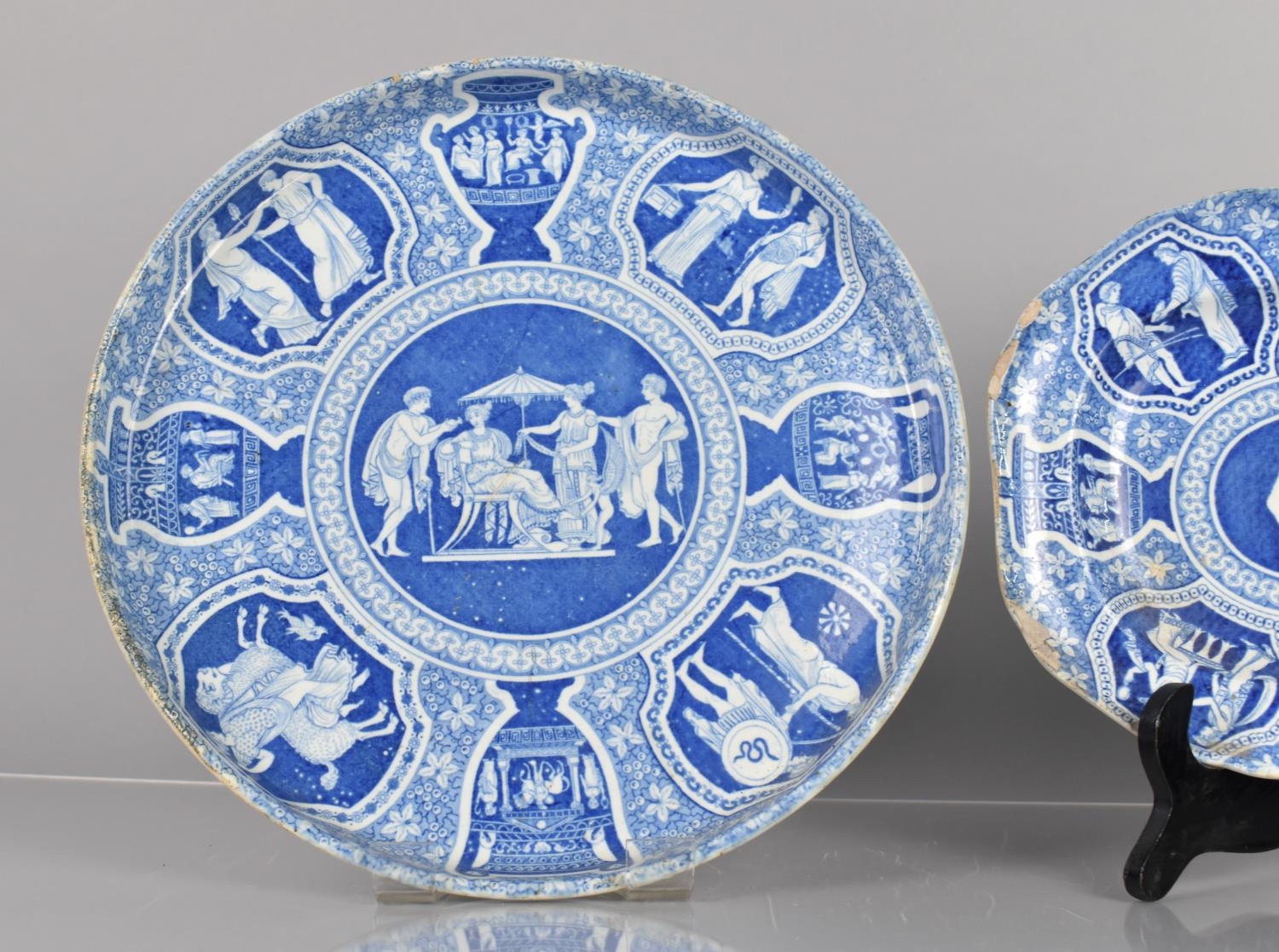 Two Pieces of 19th Century Blue and White Spode, Iphigenia Being Told of Death of Agamemnon - Image 2 of 5