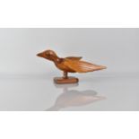 An Early 20th Century Carved Miro Wood Pitcairn Islands Flying Bird, The Plinth Inscribed '