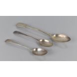 Two Georgian Serving Spoons, London Hallmarks, together with a Larger Example, 263gms