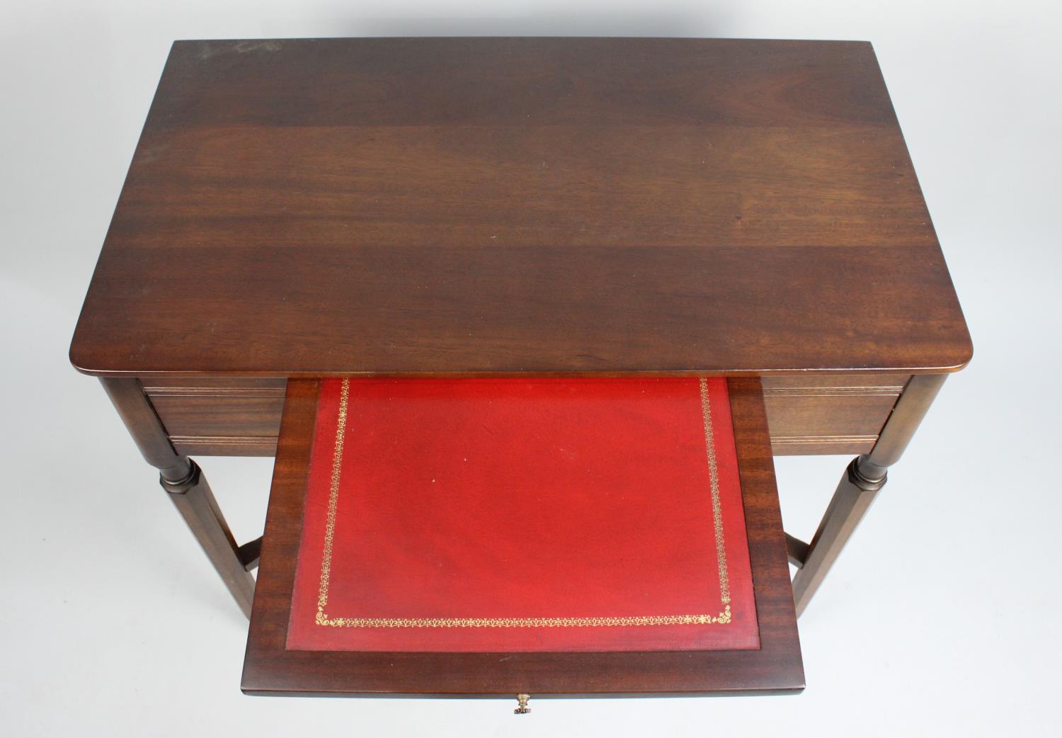 A Late 20th Century Mahogany Two Drawer Side Table on Turned Supports with X Stretchers, 83cms Wide - Image 2 of 2