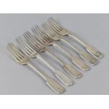 A Set of Four Victorian Forks, London Hallmark 1854, by Elizabeth Eaton together with a Further