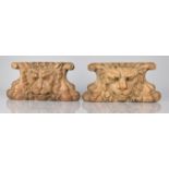 A Pair of 19th Century Carved Wooden Elements Possibly Capitals in the form of Lion Masks, 29cms