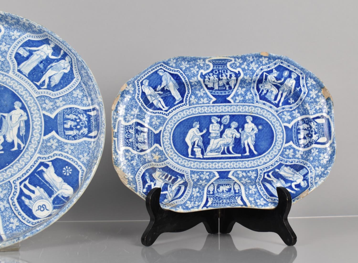 Two Pieces of 19th Century Blue and White Spode, Iphigenia Being Told of Death of Agamemnon - Image 3 of 5