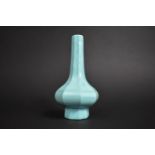 A Chinese Turquoise Peking Glass Vase of Octagonal Bottle Form, 19cms High