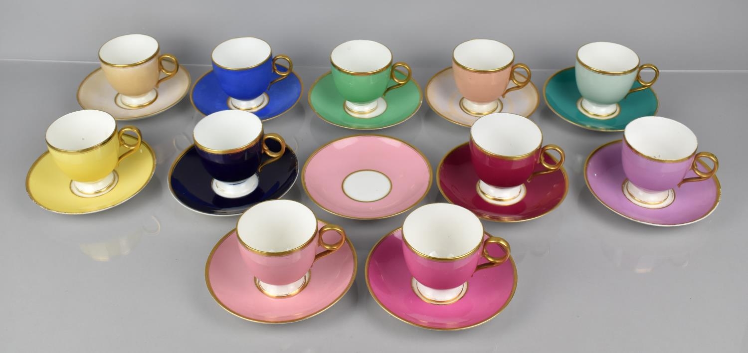 A Late 19th Century Porcelain Harlequin Gilt Trim Decorated Tea Set to comprise Ten Cups and - Image 4 of 4
