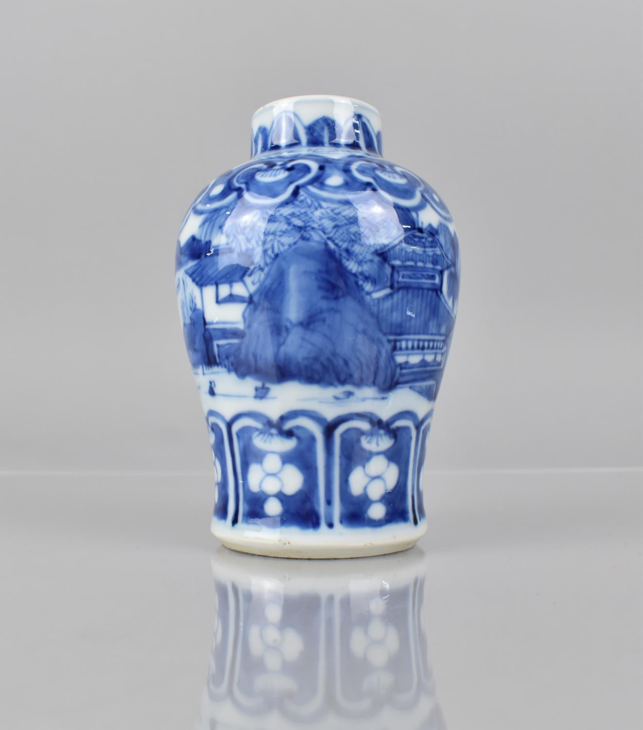 A 19th Century Chinese Blue and White Vase of Baluster From, Decorated with River Village Scene,