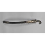 A 19th Century Arab Nimcha Type Sword having Single Edge Curved Steel Blade, Silver Covered Pistol