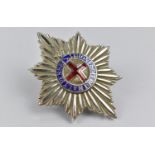 An Enamelled Silver Plated Officers Pagri Badge for the Coldstream Guards, 9cms High