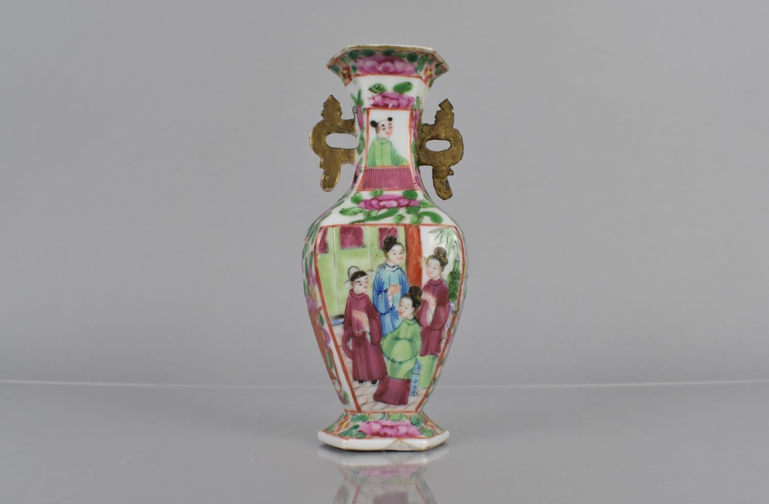 A Small 19th Century Chinese Vase decorated in the Famille Rose Medallion Palette with Figural