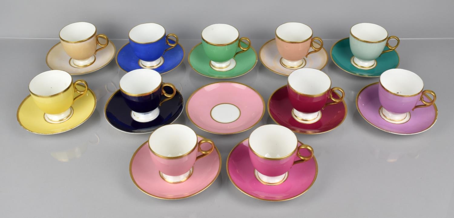 A Late 19th Century Porcelain Harlequin Gilt Trim Decorated Tea Set to comprise Ten Cups and - Image 3 of 4