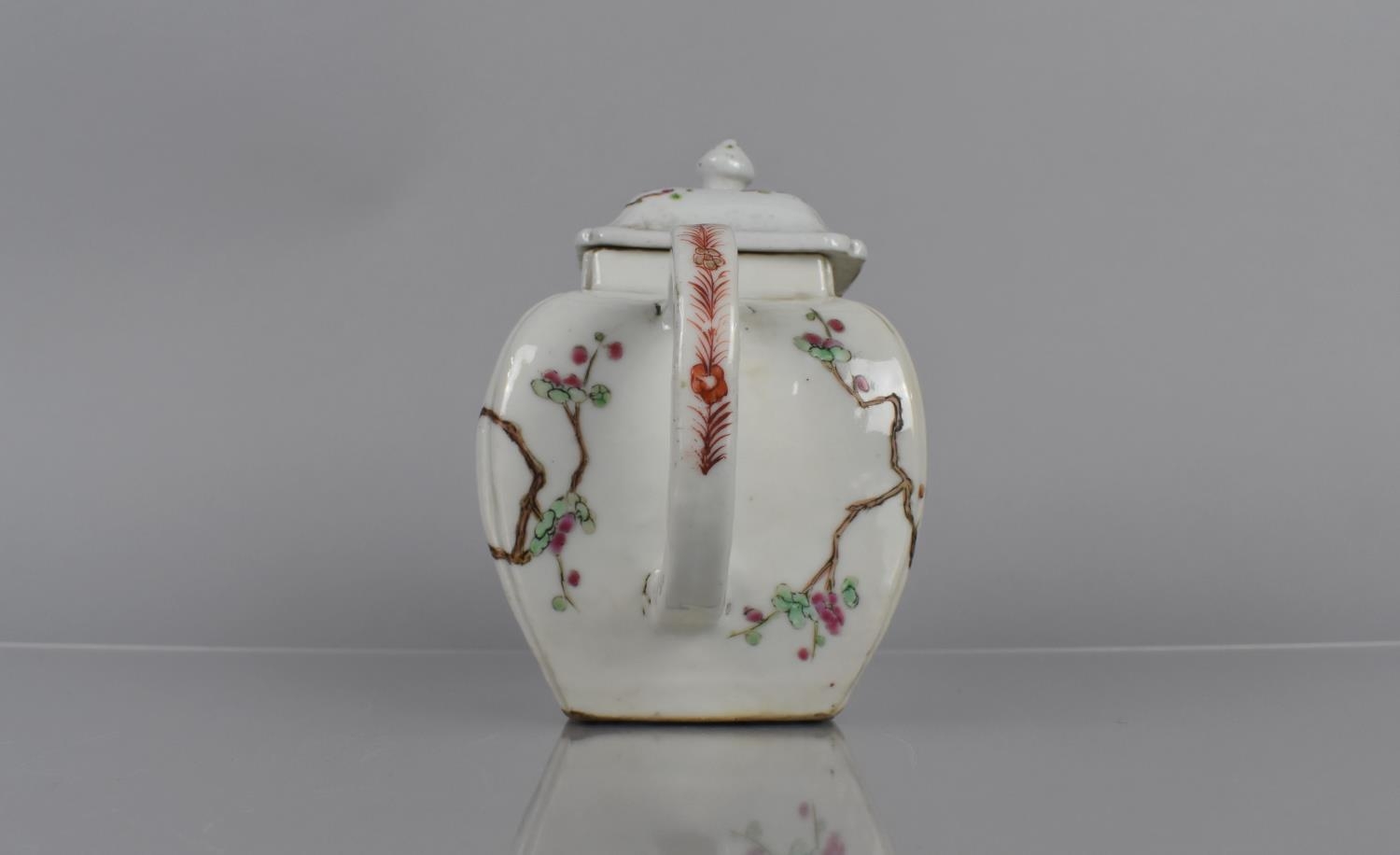 An 18th Century Chinese Porcelain Teapot decorated in the Famille Rose Palette with Blossoming - Image 4 of 5