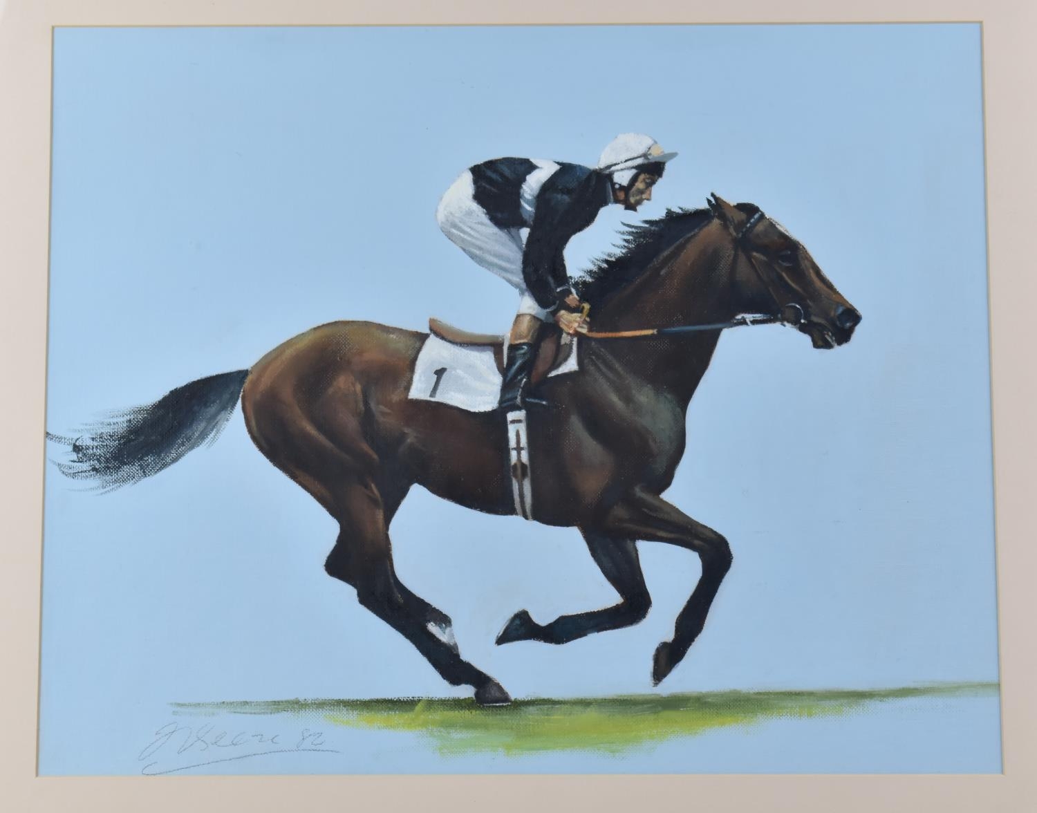 Frank L Geere (1931-1991) Signed Oil, Racehorse with Lester Piggott Up, 48x38cms - Image 2 of 2