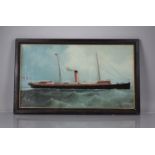 An Early 20th Century Oil on Board, Steamship Hating, 60x33cms and Frame 66x40cms