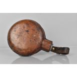 A Late 19th Century British Army Leather Covered Circular Glass Military Water Bottle 15cms
