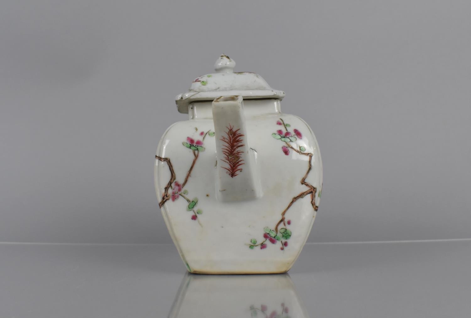 An 18th Century Chinese Porcelain Teapot decorated in the Famille Rose Palette with Blossoming - Image 2 of 5