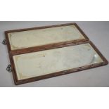 A Pair of Japanese Rectangular Wall Mirrors with Hardwood Faux Bamboo Frames and Etched Glass with