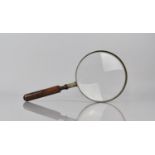 A Large 19th Century Study/Library Magnifying Glass with Turned Wooden Handle, 14cms Diameter and