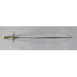 An 18th Century French Brass Handled Rapier with 81cms Double Edged Blade